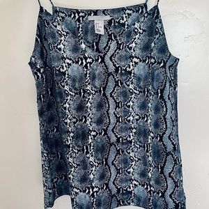Blue/white slip-style cami top. Size 4